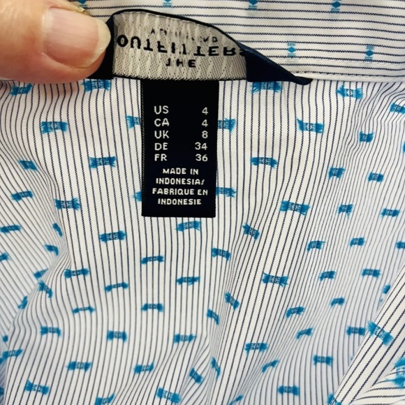 The Outfitters by Lands End Striped Blouse Cotton Blend Women's size 4 - Picture 6 of 8